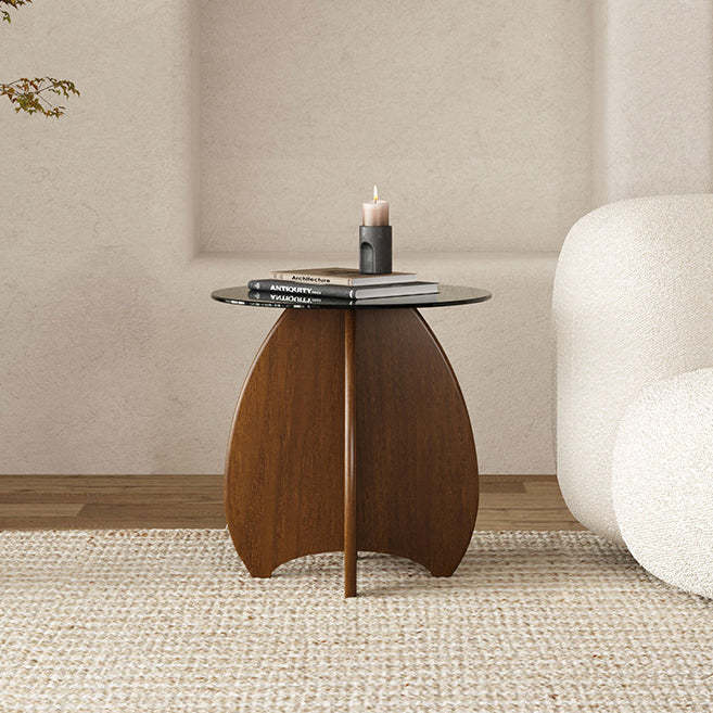 Modern Luxury Glass Wood Coffee Table — B