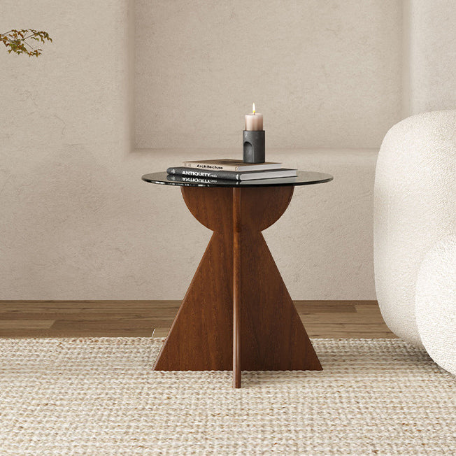 Modern Luxury Glass Wood Coffee Table