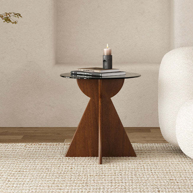 Modern Luxury Glass Wood Coffee Table