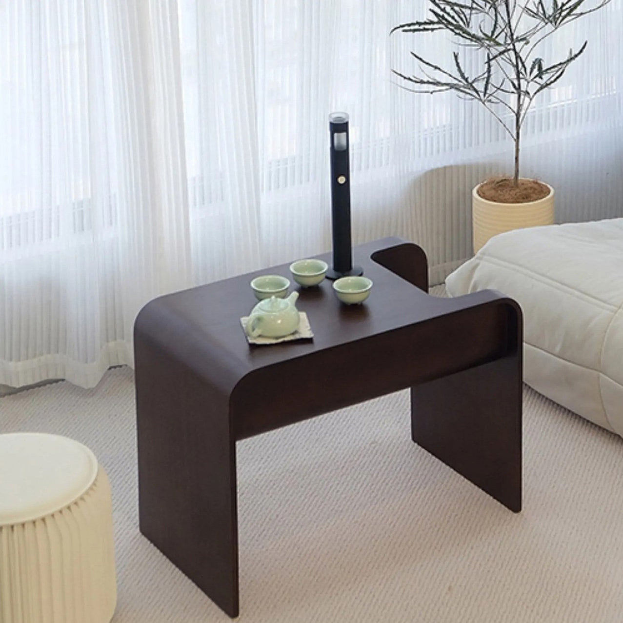 Minimalist Solid Wood Side Table with Storage