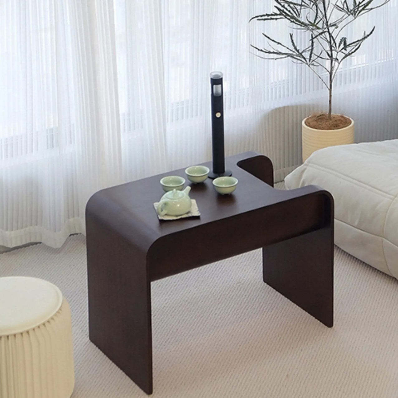 Minimalist Solid Wood Side Table with Storage