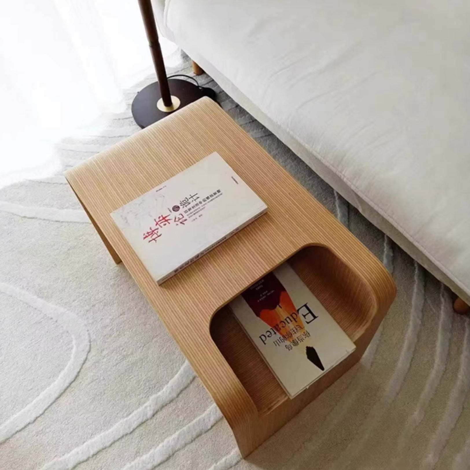 Minimalist Solid Wood Side Table with Storage