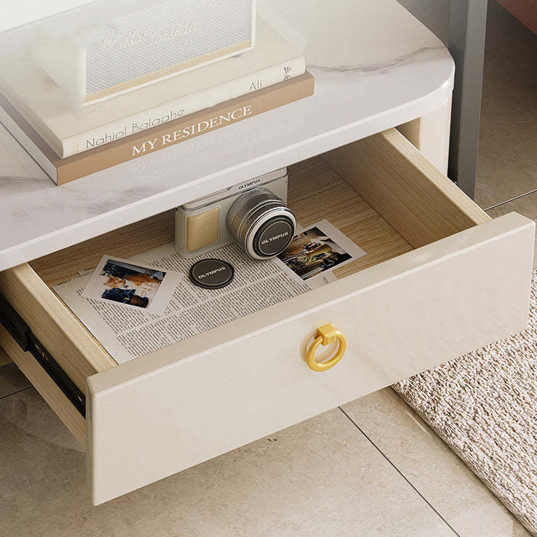 Modern Marble Steel Coffee Table with Drawer