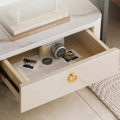 Modern Marble Steel Coffee Table with Drawer