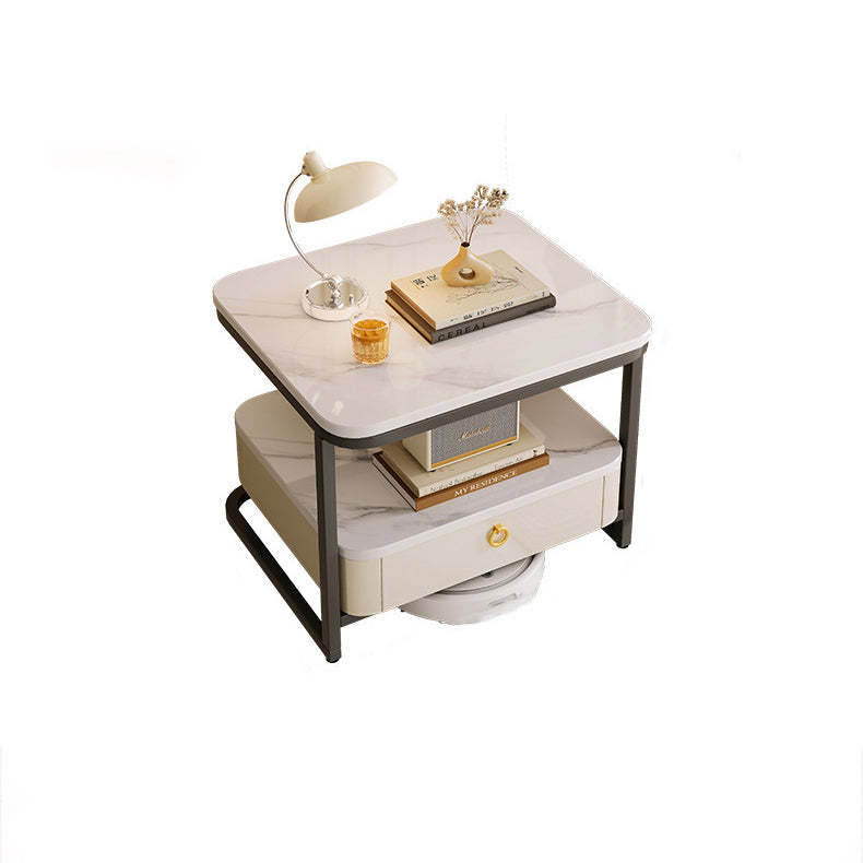 Modern Marble Steel Coffee Table with Drawer
