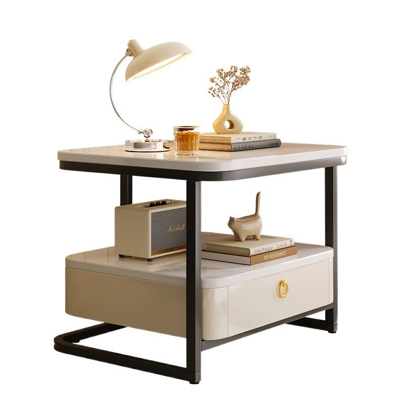 Modern Marble Steel Coffee Table with Drawer