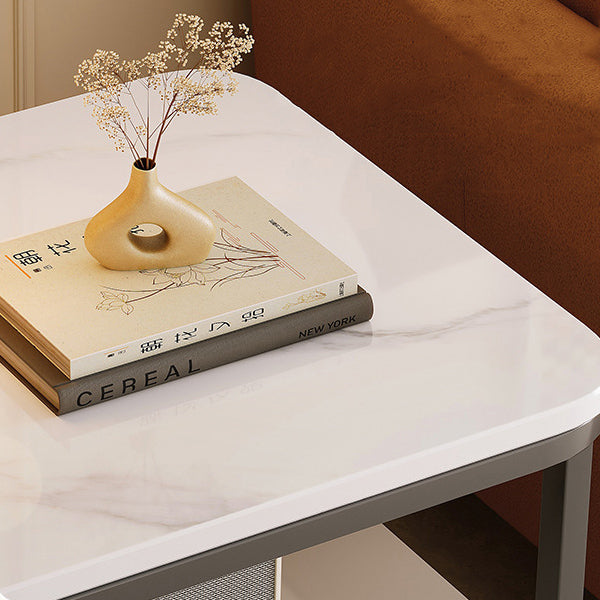 Modern Marble Steel Coffee Table with Drawer