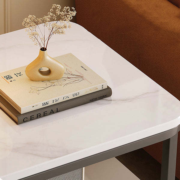 Modern Marble Steel Coffee Table with Drawer