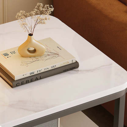 Modern Marble Steel Coffee Table with Drawer