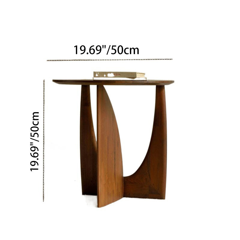 Modern Eclectic Round Solid Wood Side Table