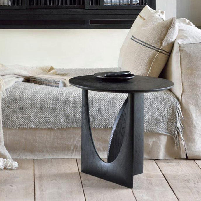Modern Eclectic Round Solid Wood Side Table