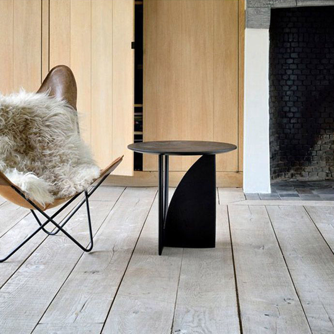 Modern Eclectic Round Solid Wood Side Table