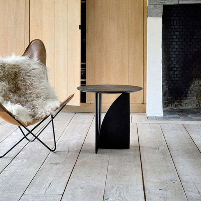 Modern Eclectic Round Solid Wood Side Table