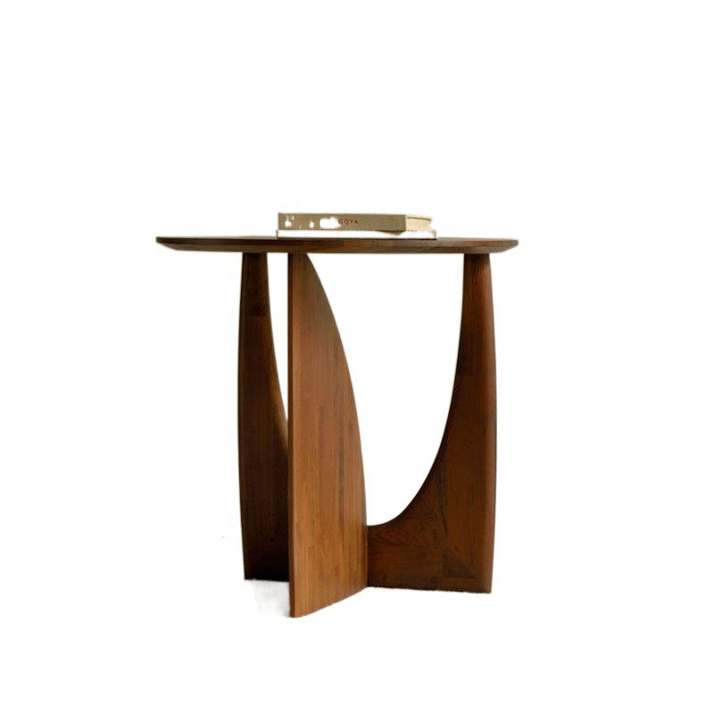 Modern Eclectic Round Solid Wood Side Table