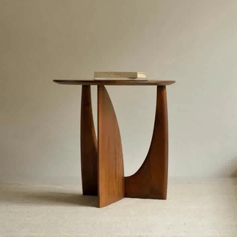Modern Eclectic Round Solid Wood Side Table