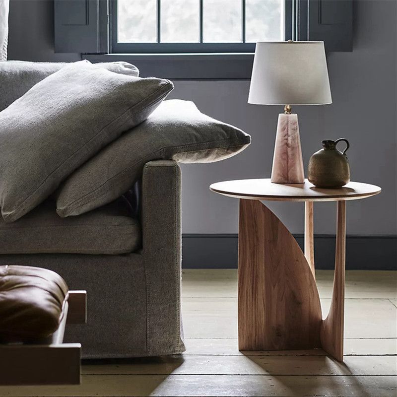 Modern Eclectic Round Solid Wood Side Table