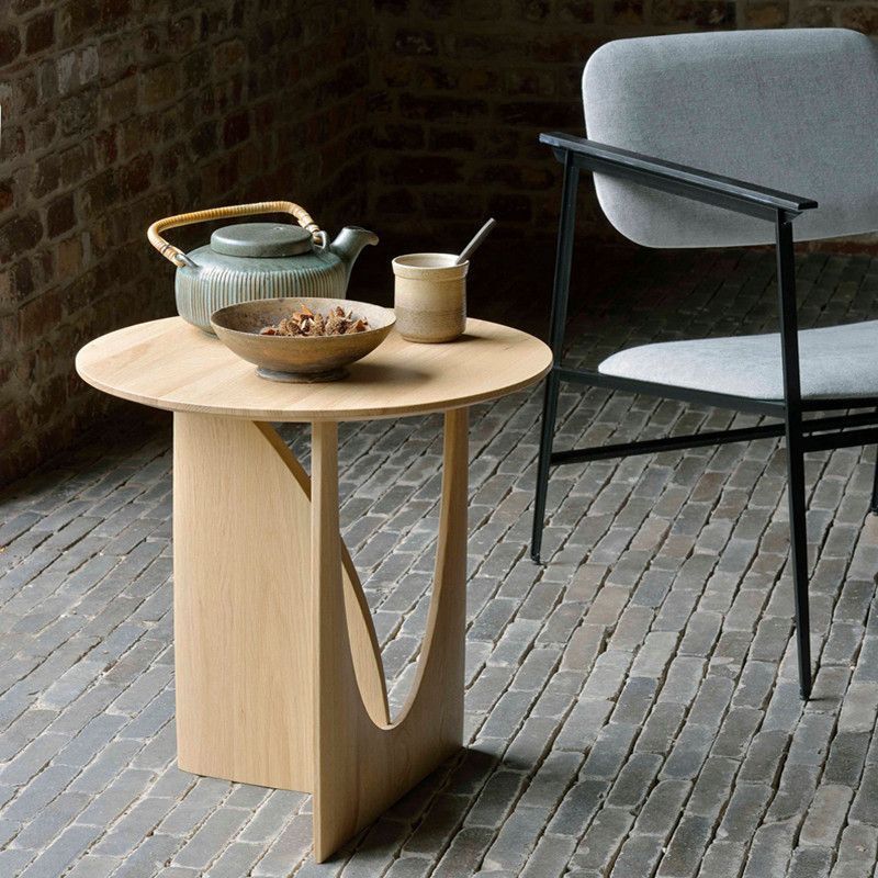 Modern Eclectic Round Solid Wood Side Table