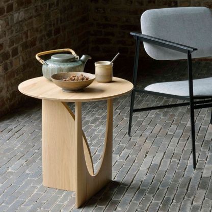 Modern Eclectic Round Solid Wood Side Table