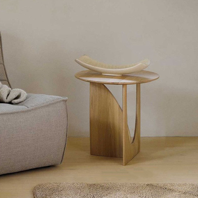 Modern Eclectic Round Solid Wood Side Table