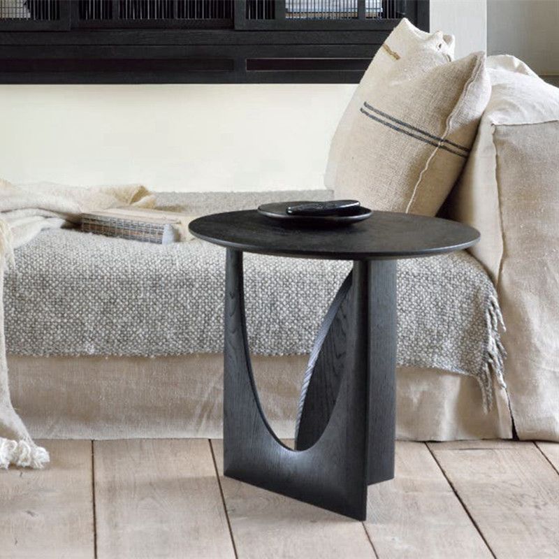 Modern Eclectic Round Solid Wood Side Table
