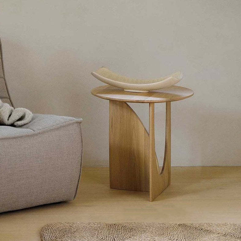 Modern Eclectic Round Solid Wood Side Table