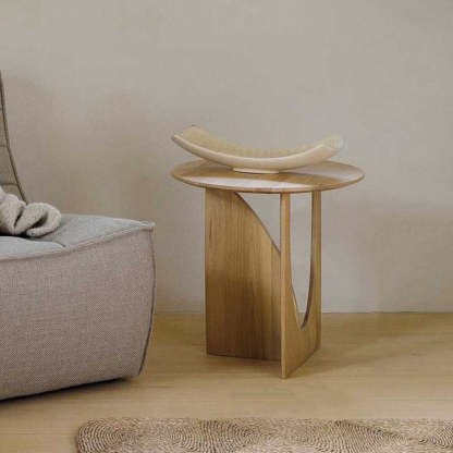 Modern Eclectic Round Solid Wood Side Table