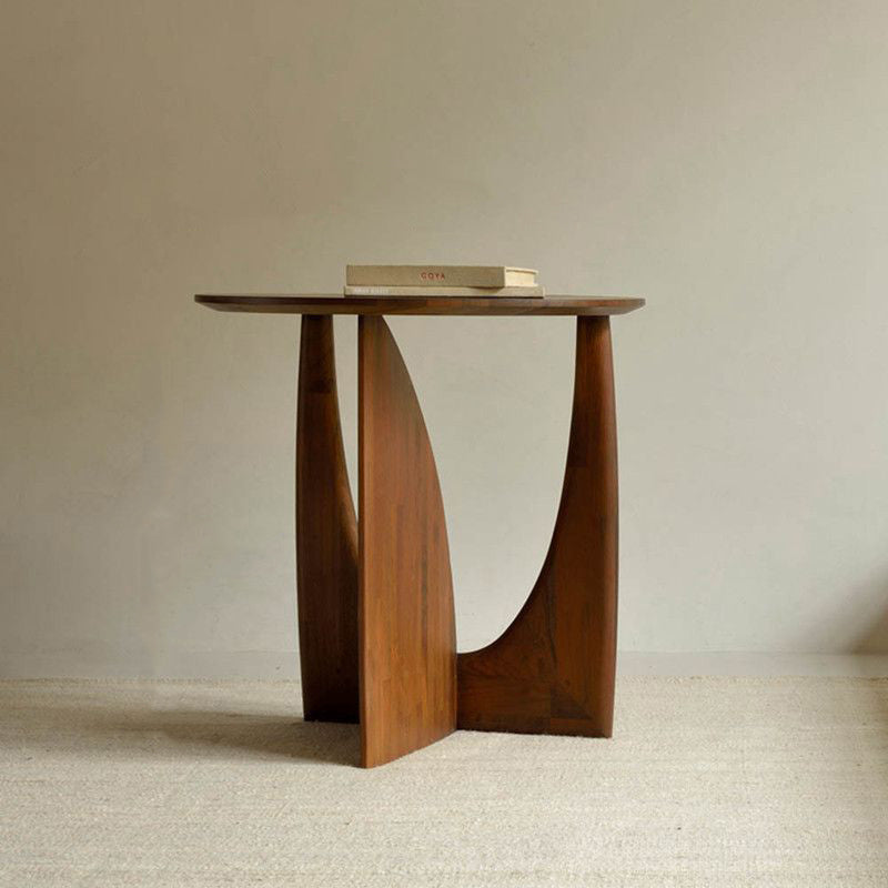 Modern Eclectic Round Solid Wood Side Table