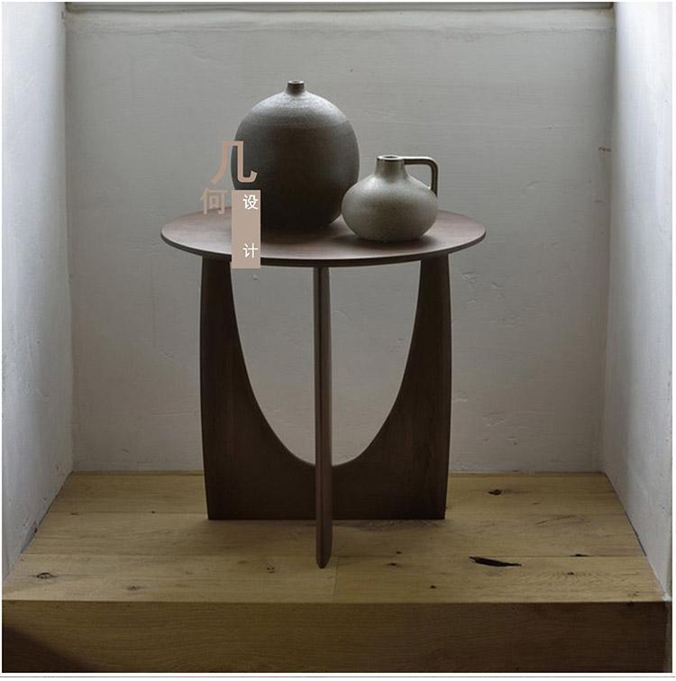 Modern Eclectic Round Solid Wood Side Table