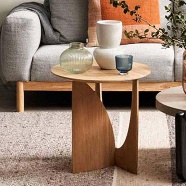 Modern Eclectic Round Solid Wood Side Table — Black