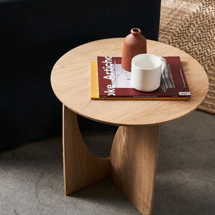 Modern Eclectic Round Solid Wood Side Table