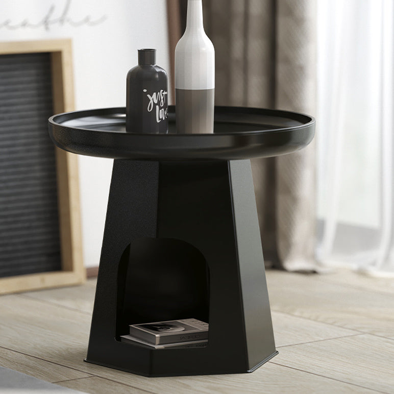 Japanese Round Plastic Side Table with Storage — C