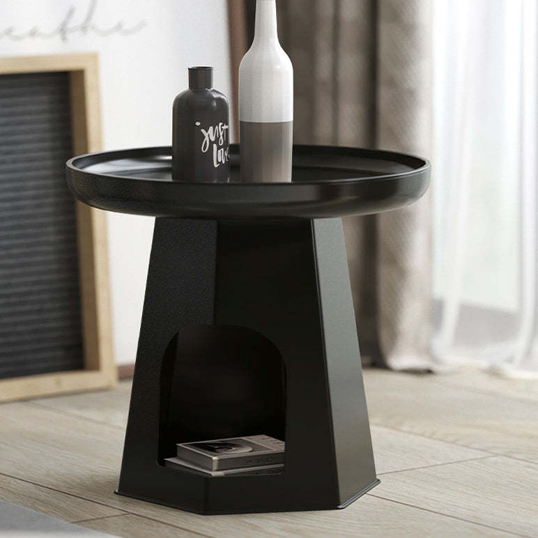 Japanese Round Plastic Side Table with Storage — C