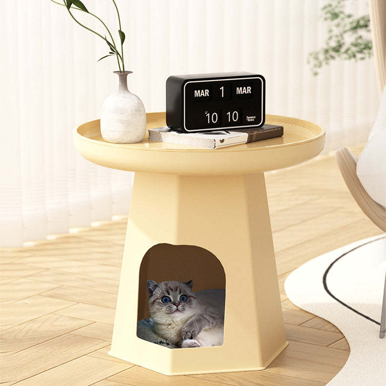 Japanese Round Plastic Side Table with Storage — F