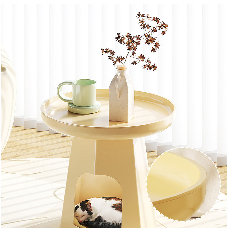 Japanese Round Plastic Side Table with Storage