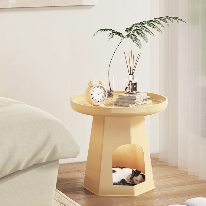 Japanese Round Plastic Side Table with Storage