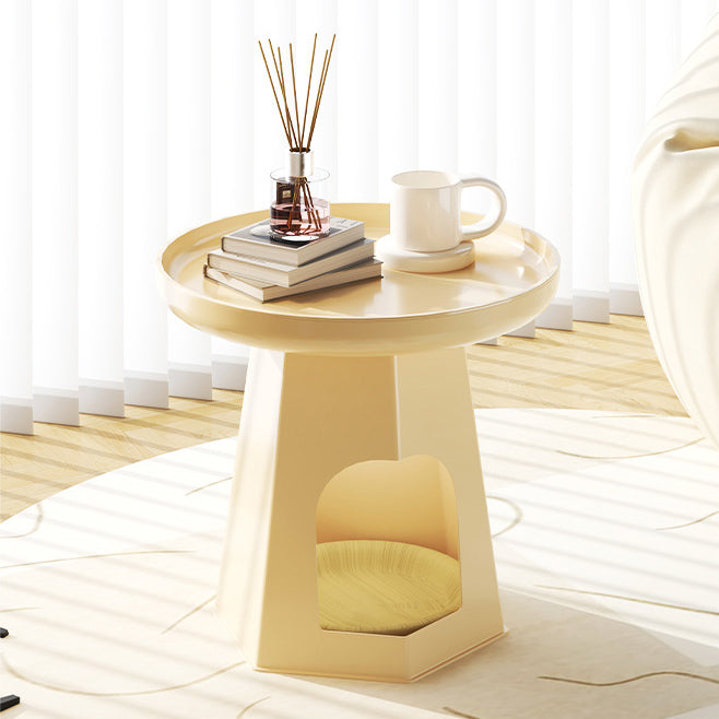 Japanese Round Plastic Side Table with Storage