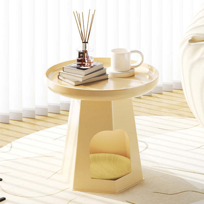 Japanese Round Plastic Side Table with Storage