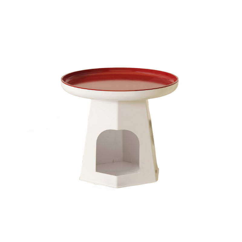 Japanese Round Plastic Side Table with Storage