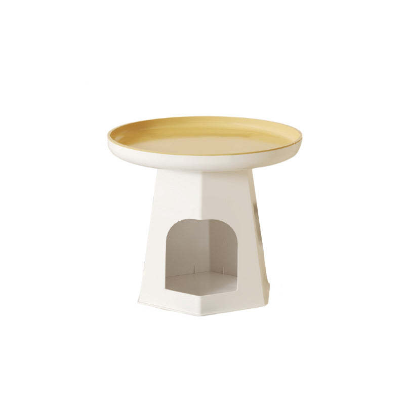 Japanese Round Plastic Side Table with Storage