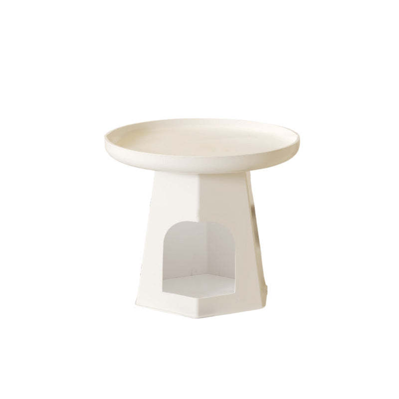 Japanese Round Plastic Side Table with Storage