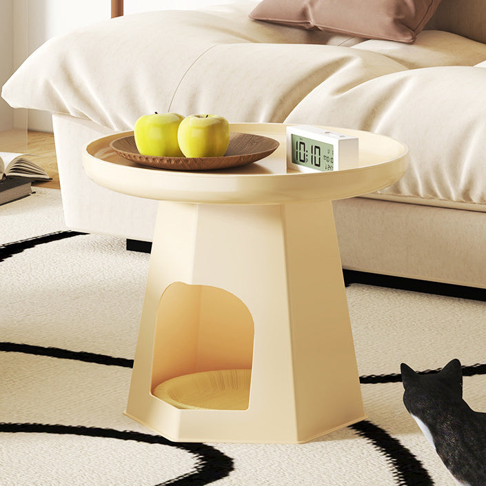 Japanese Round Plastic Side Table with Storage — B