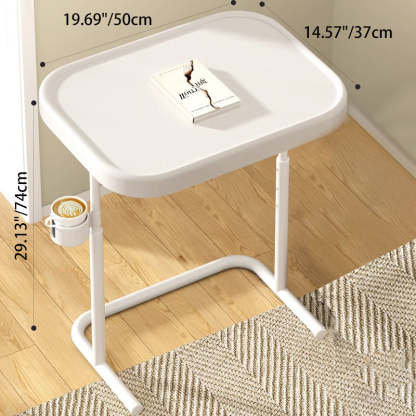 Minimalist Iron Plate Movable Side Table — Iron Tabletop - White