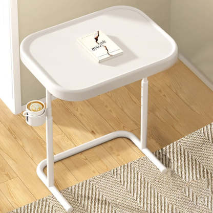 Minimalist Iron Plate Movable Side Table — Plate Tabletop + Wheels - White