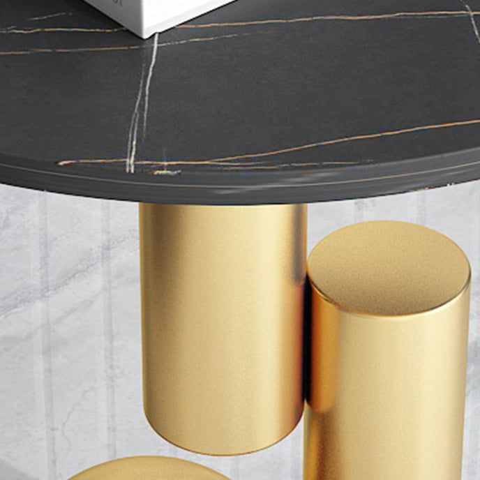 Art Deco Round Marble Iron Side Table — E