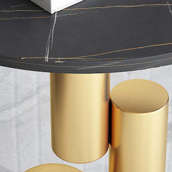 Art Deco Round Marble Iron Side Table — E