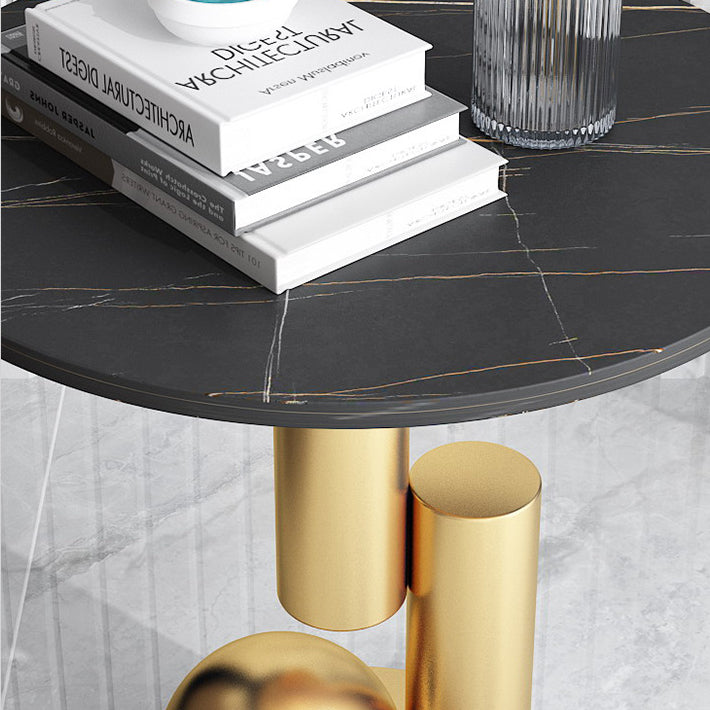 Art Deco Round Marble Iron Side Table — F