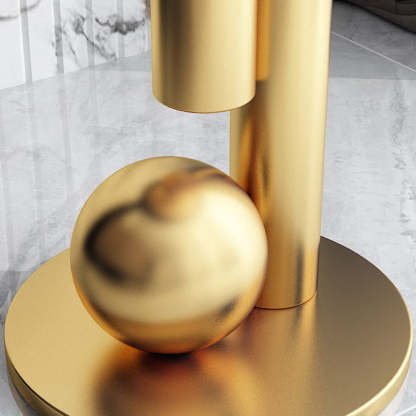 Art Deco Round Marble Iron Side Table — G