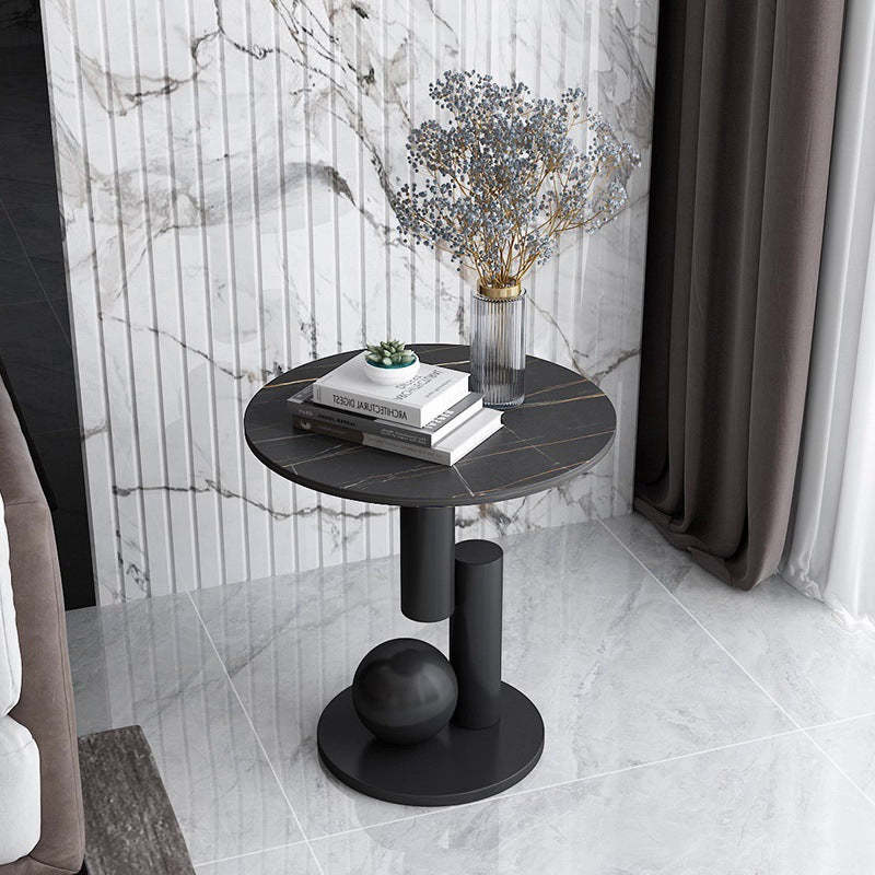 Art Deco Round Marble Iron Side Table