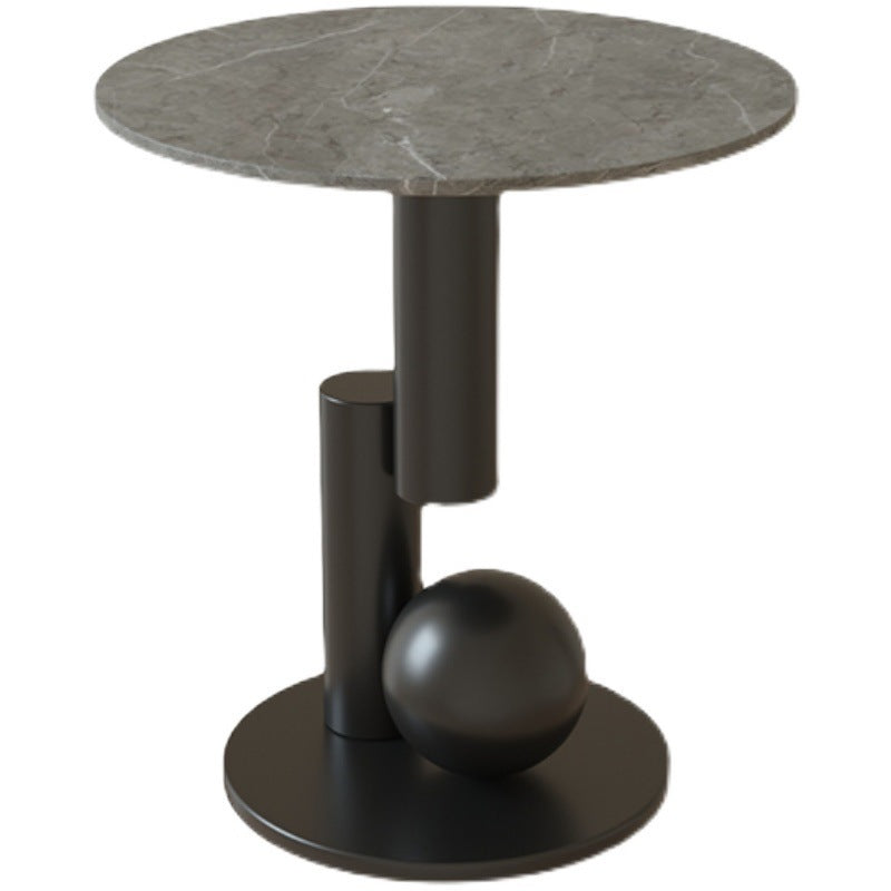 Art Deco Round Marble Iron Side Table