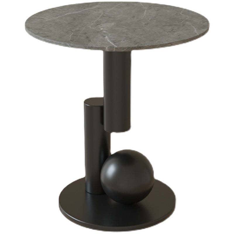 Art Deco Round Marble Iron Side Table